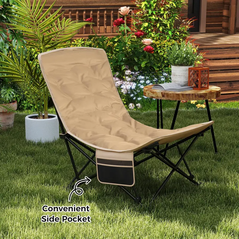 Goplus 4-Positionen-gesteppter Outdoor-Stuhl mit 227 kg Tragkraft – tragbarer, klappbarer Campingstuhl 2