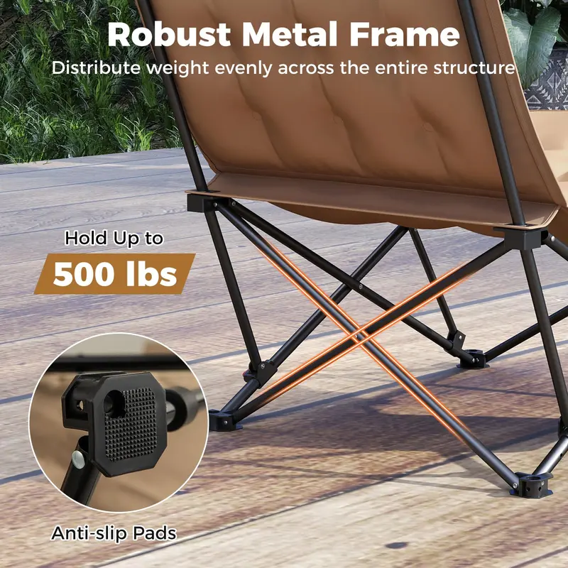 Goplus 4-Positionen-gesteppter Outdoor-Stuhl mit 227 kg Tragkraft – tragbarer, klappbarer Campingstuhl