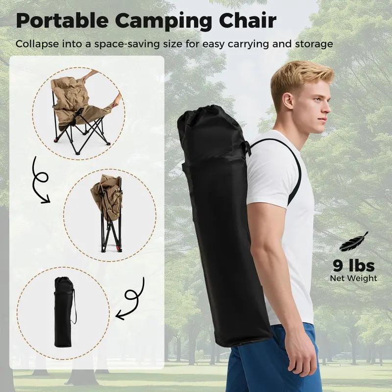 Goplus 4-Positionen-gesteppter Outdoor-Stuhl mit 227 kg Tragkraft – tragbarer, klappbarer Campingstuhl