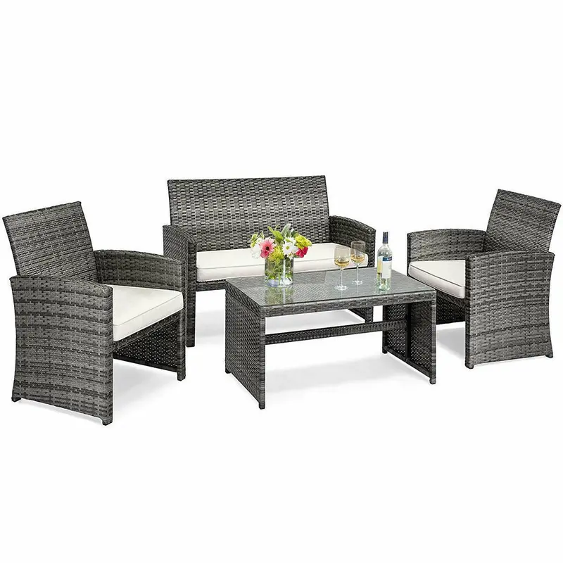 Goplus 4-teiliges Rattan-Möbelset für die Terrasse, Wicker-Rattan-Möbelset 1