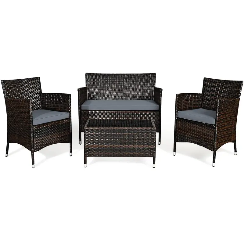 Goplus 4-teiliges Rattan-Patio-Set