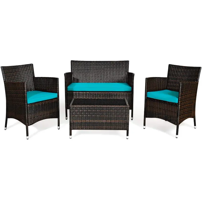 Goplus 4-teiliges Rattan-Patio-Set