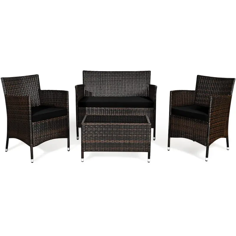 Goplus 4-teiliges Rattan-Patio-Set