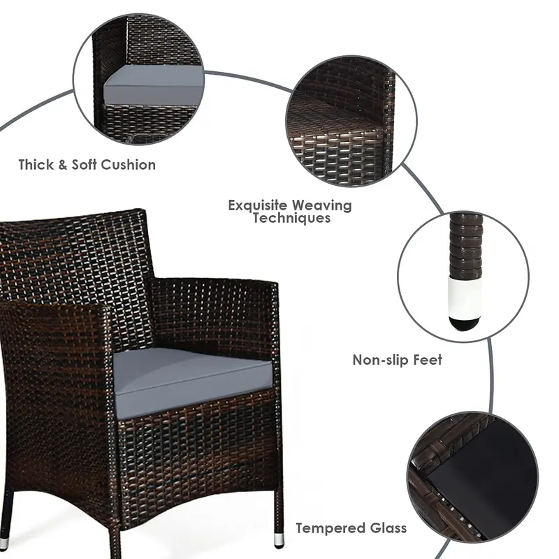 Goplus 4-teiliges Rattan-Patio-Set