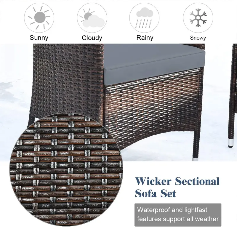 Goplus 4-teiliges Rattan-Patio-Set