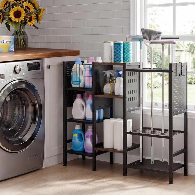 Goplus 40" breiter 3-Ebenen-Gartengeräte-Organizer mit Holzregalen