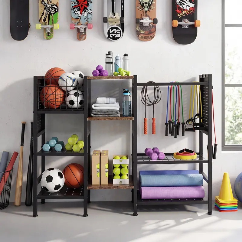 Goplus 40" breiter 3-Ebenen-Gartengeräte-Organizer mit Holzregalen