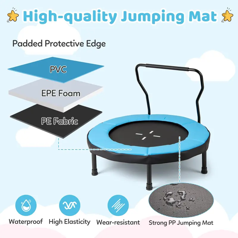 Goplus 40"-Trampolin mit Schaumstoff-Griffstange und Sicherheitspolster