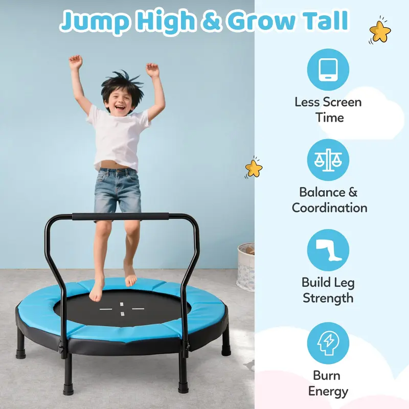 Goplus 40"-Trampolin mit Schaumstoff-Griffstange und Sicherheitspolster