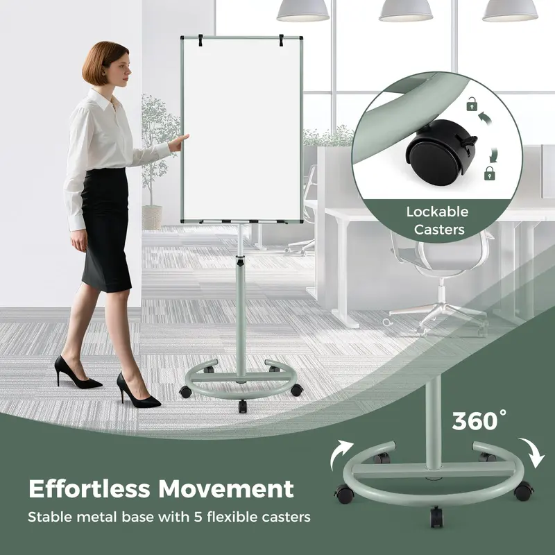 Goplus 40" x 26" höhenverstellbare Trockenlöschtafel auf Rollen mit runder, stabiler Standfußkonstruktion