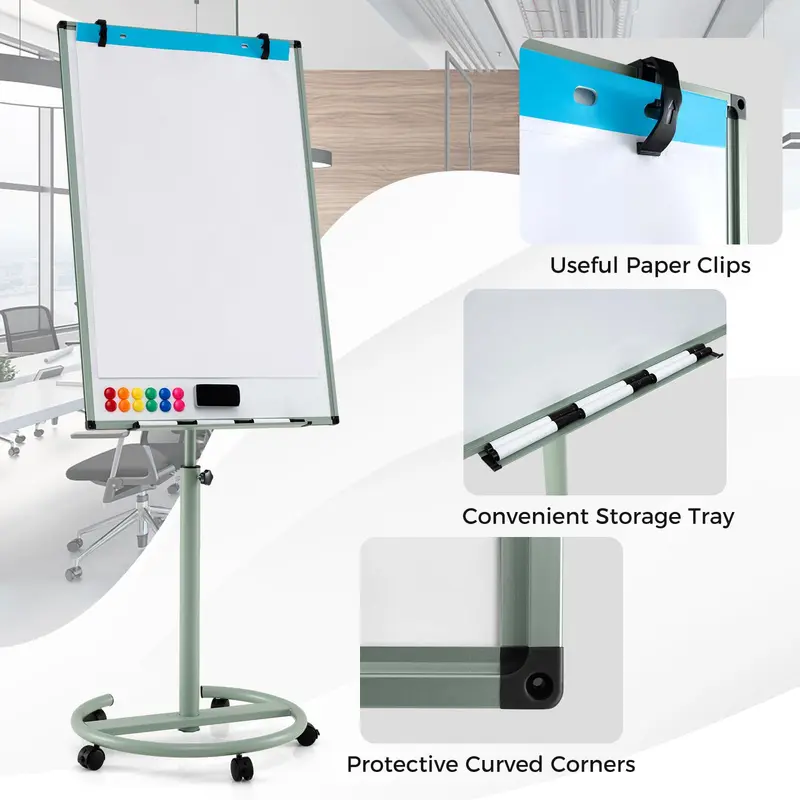Goplus 40" x 26" höhenverstellbare Trockenlöschtafel auf Rollen mit runder, stabiler Standfußkonstruktion