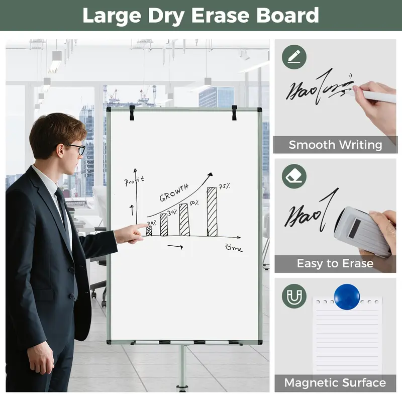 Goplus 40" x 26" höhenverstellbare Trockenlöschtafel auf Rollen mit runder, stabiler Standfußkonstruktion