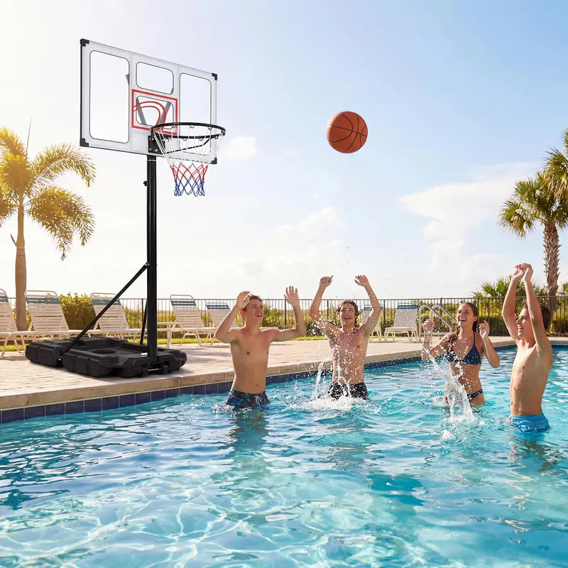 Goplus 4,1–10 ft verstellbarer Basketballkorb für den Außenbereich mit bruchsicherer PC-Rückwand