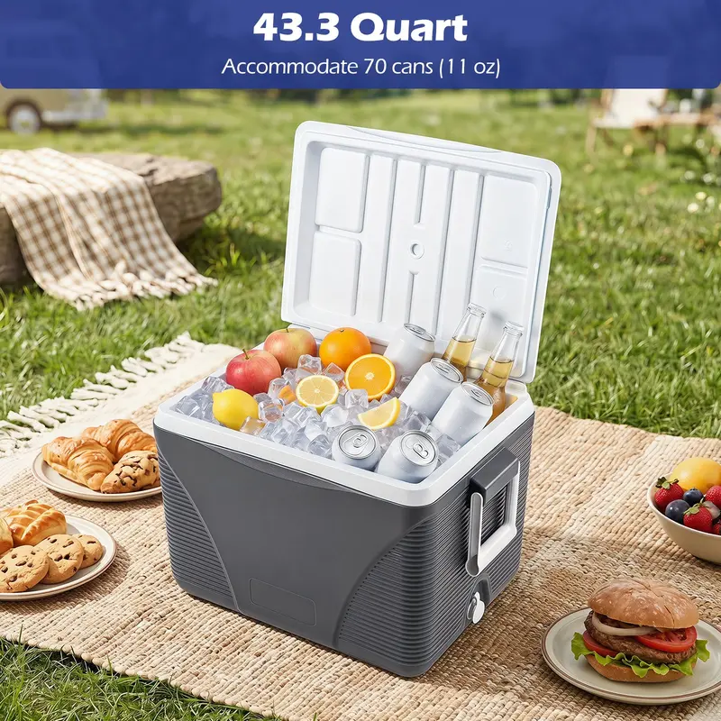 GoPlus 43,3-Quart-Tragbarer Hartkühlbox mit Griffen und 4 Getränkehaltern