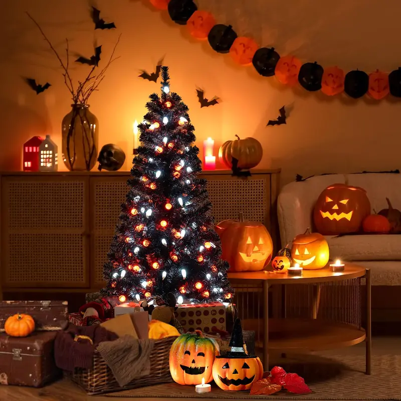 GoPlus 4,5-Fuß-Halloweenbaum mit Vorinstallierter Beleuchtung, 6 Lichtmodi und synchroner gruseliger Musik 2