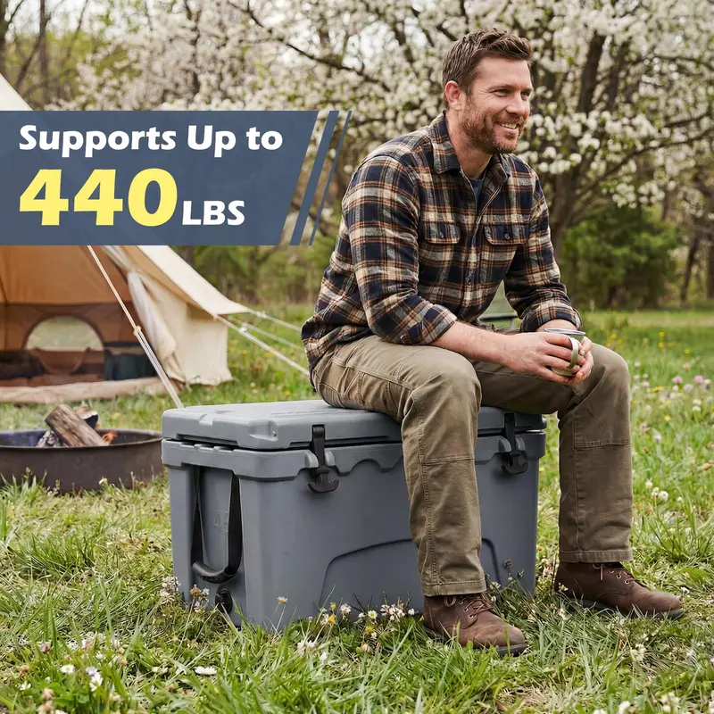 Goplus 45-Quart-Hartkühlbox mit tragbaren Griffen und Getränkehaltern für Camping, Angeln und Strand