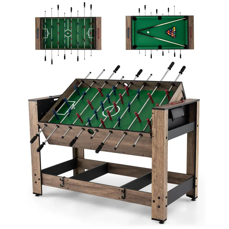 Goplus 48"-Kombinationsspiel-Tisch mit Tischfußball und Billard für Erwachsene