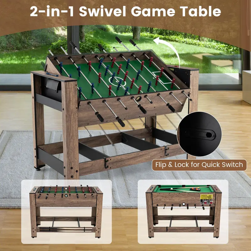 Goplus 48"-Kombinationsspiel-Tisch mit Tischfußball und Billard für Erwachsene 2