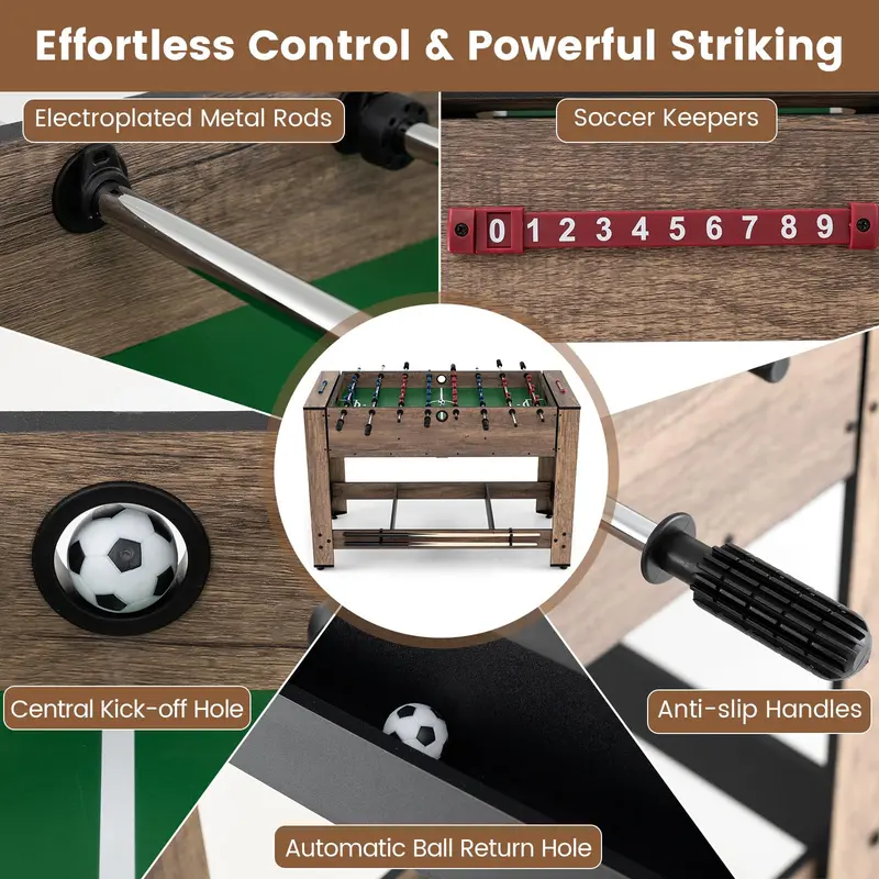 Goplus 48"-Kombinationsspiel-Tisch mit Tischfußball und Billard für Erwachsene