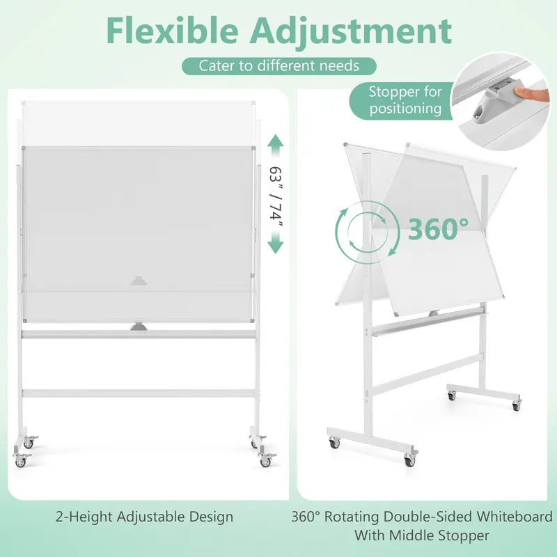 Goplus 48" x 36" doppelseitige magnetische Whiteboard-Tafel mit Flipchart 2