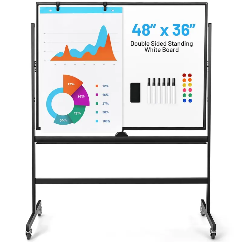 Goplus 48" x 36" doppelseitige magnetische Whiteboard-Tafel mit Flipchart