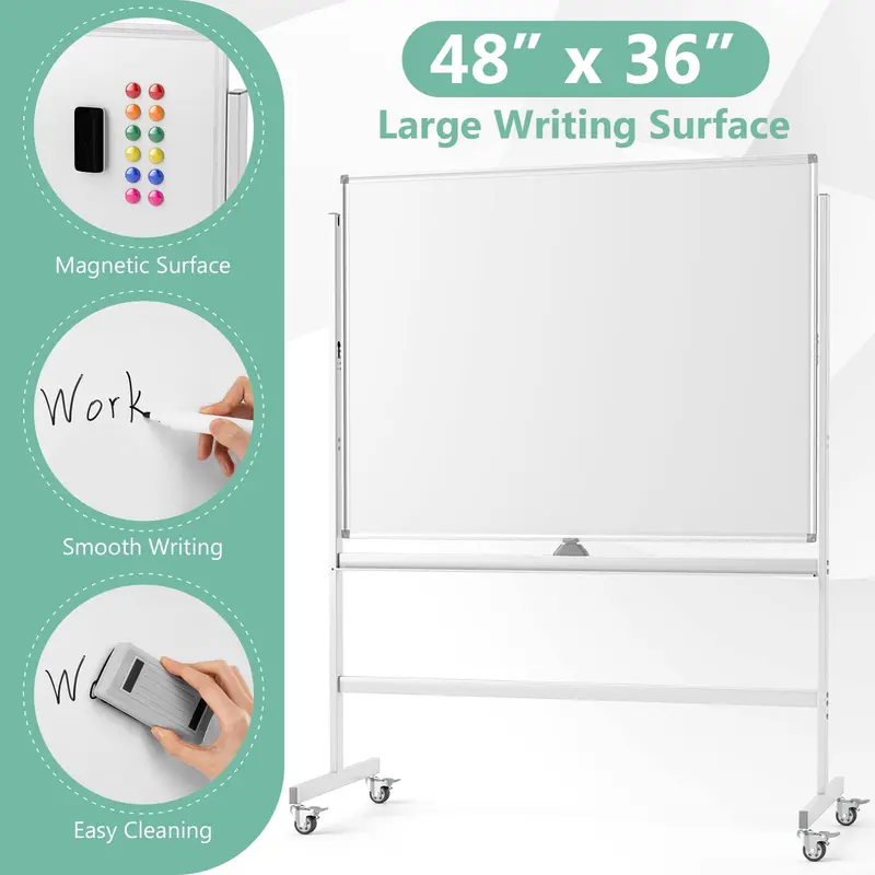 Goplus 48" x 36" doppelseitige magnetische Whiteboard-Tafel mit Flipchart