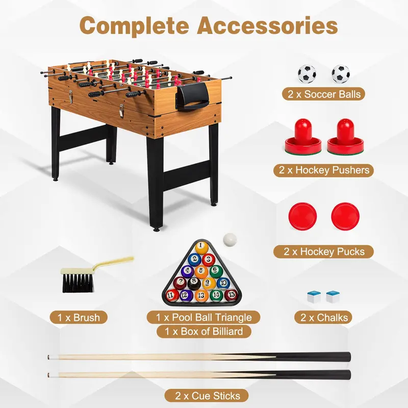 GoPlus 48-Zoll-Spieletisch, 3-in-1-Kombinationstisch mit Erwachsenen-Fußballtisch