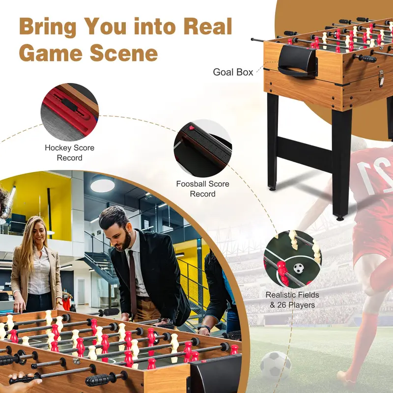 GoPlus 48-Zoll-Spieletisch, 3-in-1-Kombinationstisch mit Erwachsenen-Fußballtisch