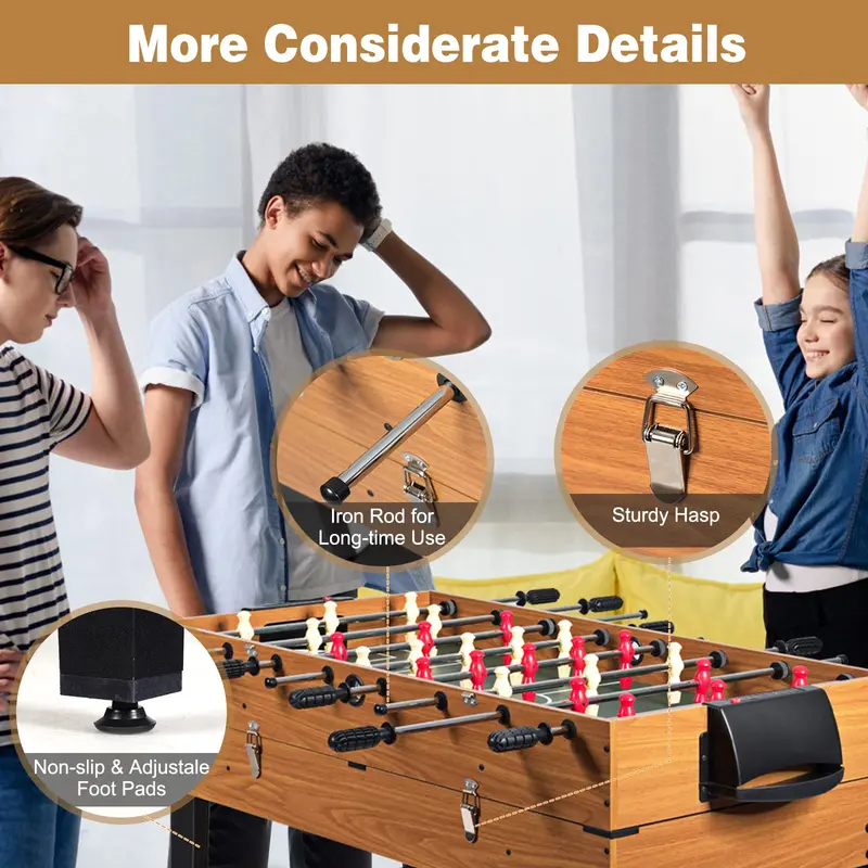 GoPlus 48-Zoll-Spieletisch, 3-in-1-Kombinationstisch mit Erwachsenen-Fußballtisch