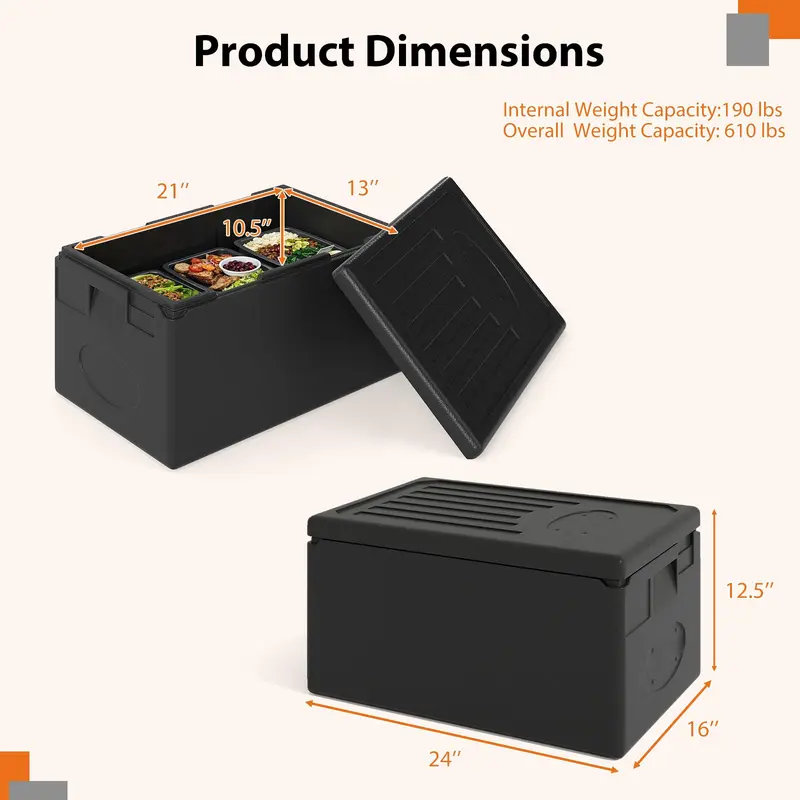 Goplus 49-Qt-Top-Load-Stapelbarer Heißbox mit integrierten Griffen für Camping, Catering und Buffets