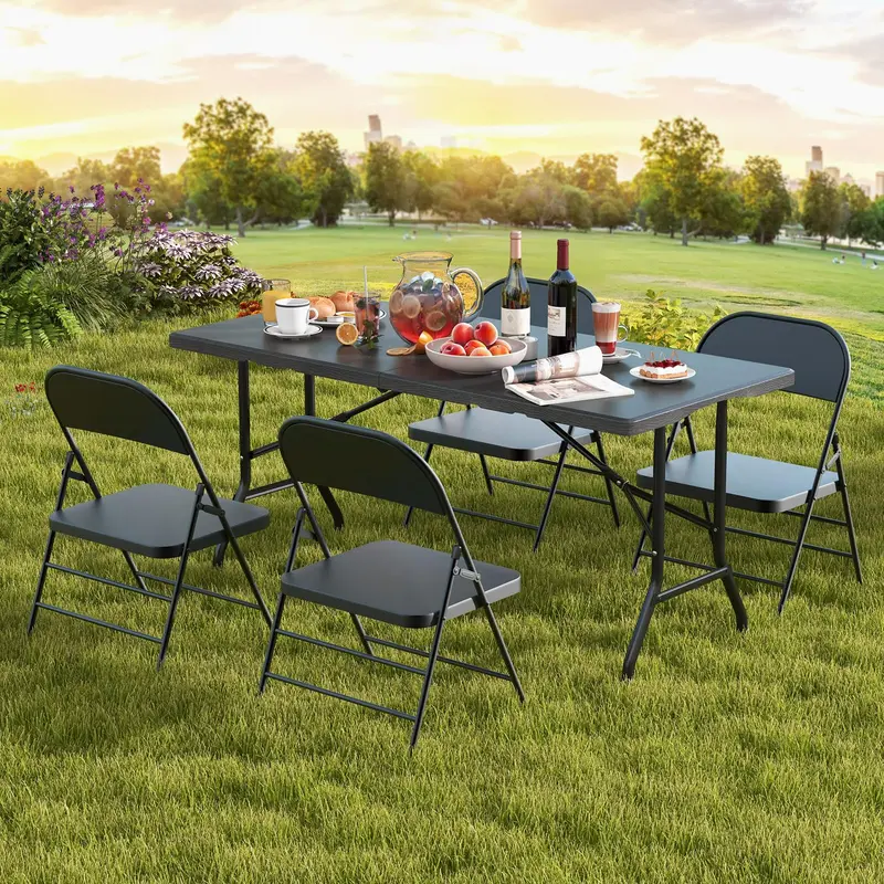 Goplus 5-Fuß-Heavy-Duty-Rechteckklapptisch mit Tragegriff 2