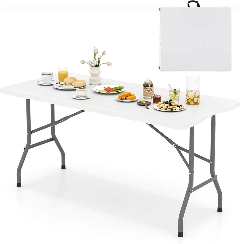 Goplus 5-Fuß-Heavy-Duty-Rechteckklapptisch mit Tragegriff