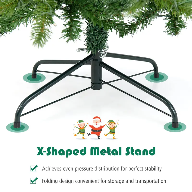GoPlus 5-Fuß-vorgefertigter Bleistift-Weihnachtsbaum mit integrierter Beleuchtung, klappbarer künstlicher schlanker Baum mit 390 PVC-/PE-Zweigspitzen
