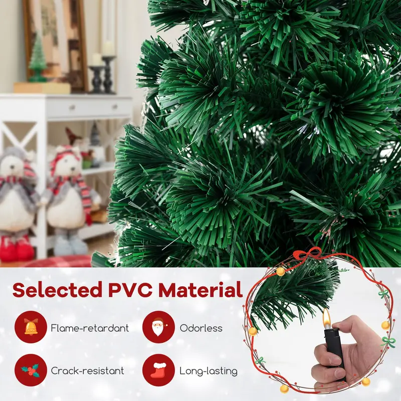 GoPlus 5-Fuß-vorgefertigter Weihnachtsbaum mit Faseroptikbeleuchtung – künstlicher, beleuchteter Weihnachtsbaum mit 24 warm-weißen, formverstellbaren Stern-Lichterketten