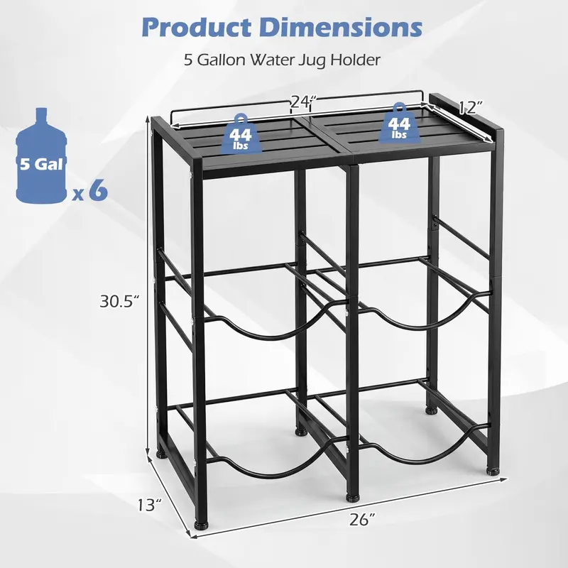 GoPlus 5-Gallonen-/18,9-L-Wasserkanisterhalter für 4 Flaschen (Großes oberes Fach)