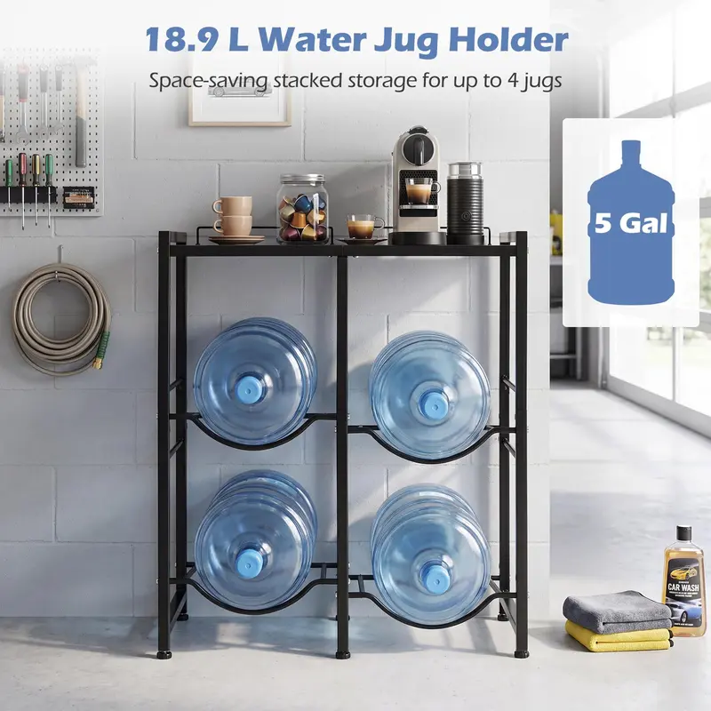 GoPlus 5-Gallonen-/18,9-L-Wasserkanisterhalter für 4 Flaschen (Großes oberes Fach)