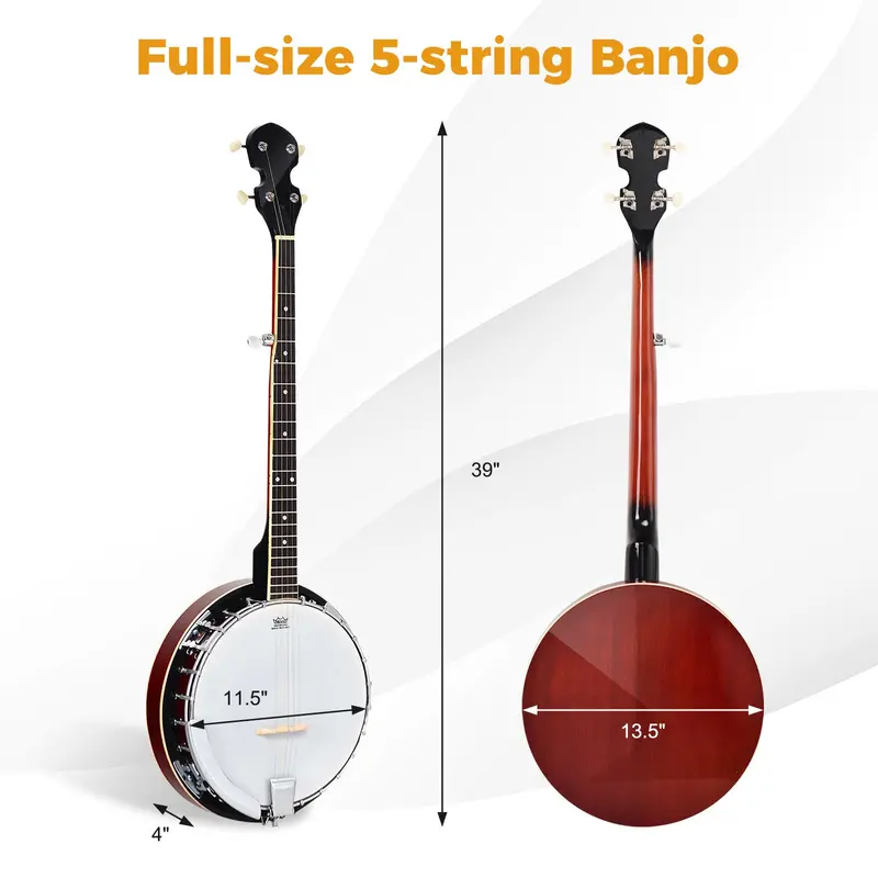 Goplus 5-Saitiger Banjo mit Remo-Fell