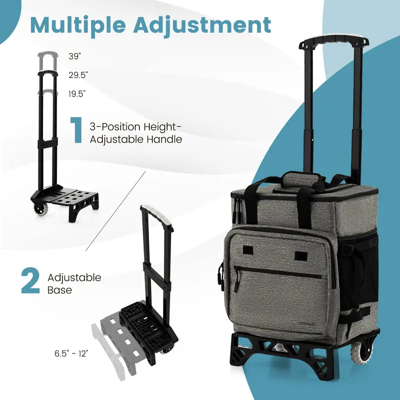 GoPlus 50-Dosen-klappbarer Rollkühler, 3-in-1 tragbarer isolierter Soft-Kühler mit beweglichen Rädern