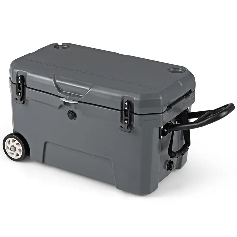 GoPlus 52-Quart isolierter Rollkühler mit 6-Tage-Eis-Haltbarkeit, Zuggriff und Rädern