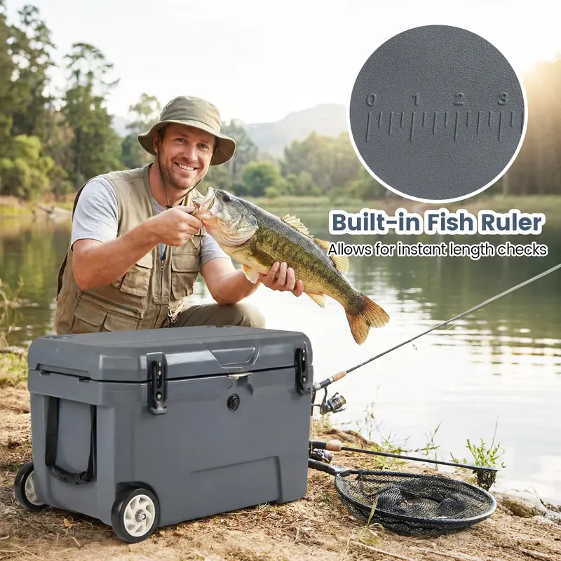 GoPlus 52-Quart isolierter Rollkühler mit 6-Tage-Eis-Haltbarkeit, Zuggriff und Rädern