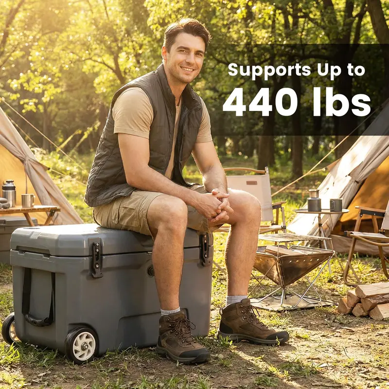 GoPlus 52-Quart isolierter Rollkühler mit 6-Tage-Eis-Haltbarkeit, Zuggriff und Rädern