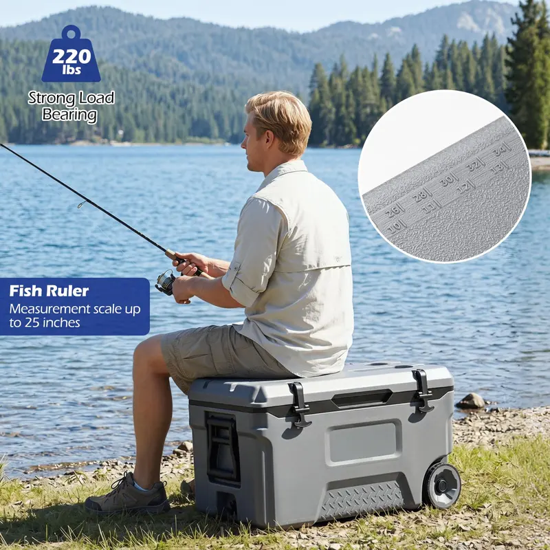 GoPlus 53/74 QT isolierter Hartkühlbox mit Rollen – tragbare Kühlbox 2