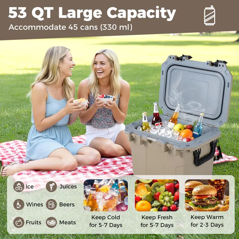 Goplus 53 QT Ultra-leichter, spritzgegossener Kühler mit Griffen und Flaschenöffner