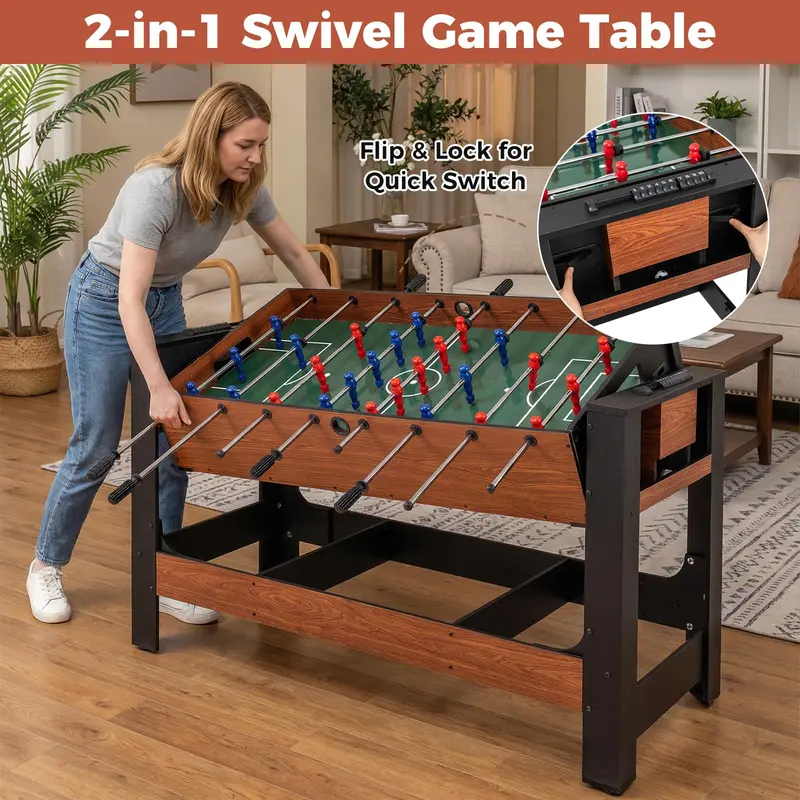 Goplus 54" Full-Size Foosball- und Billard-Kombinationstisch | Indoor-/Outdoor-Kombi-Arcade-Tisch 2