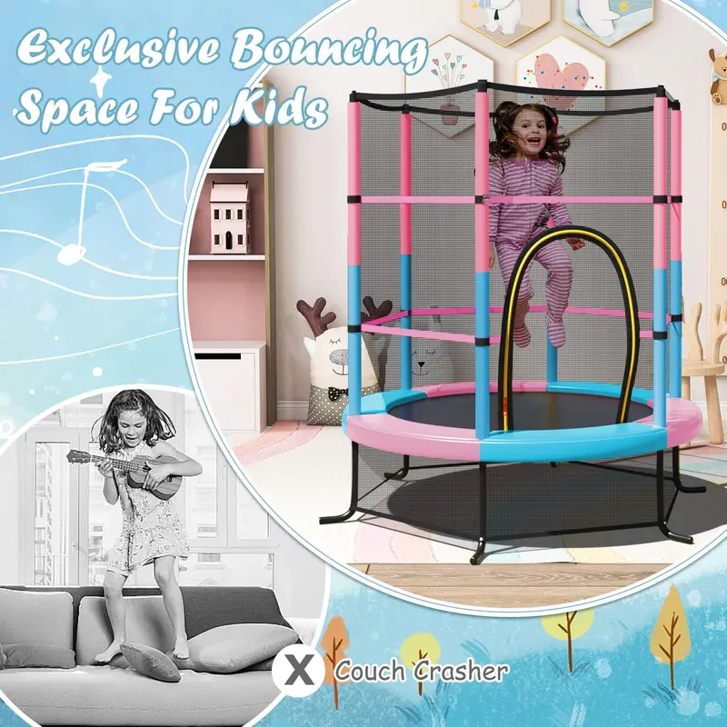 Goplus 55"-Trampolin für Kinder, 4,6 ft Mini-Trampolin für Kleinkinder mit ASTM-Zertifizierung und Sicherheitsnetz 2