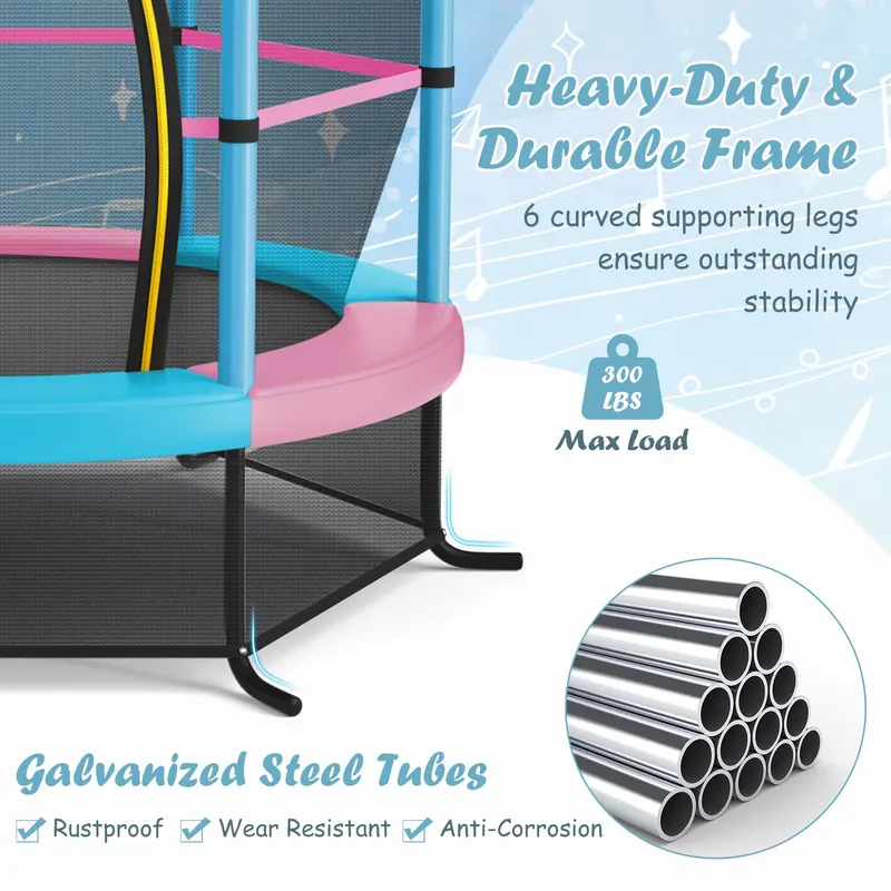 Goplus 55"-Trampolin für Kinder, 4,6 ft Mini-Trampolin für Kleinkinder mit ASTM-Zertifizierung und Sicherheitsnetz
