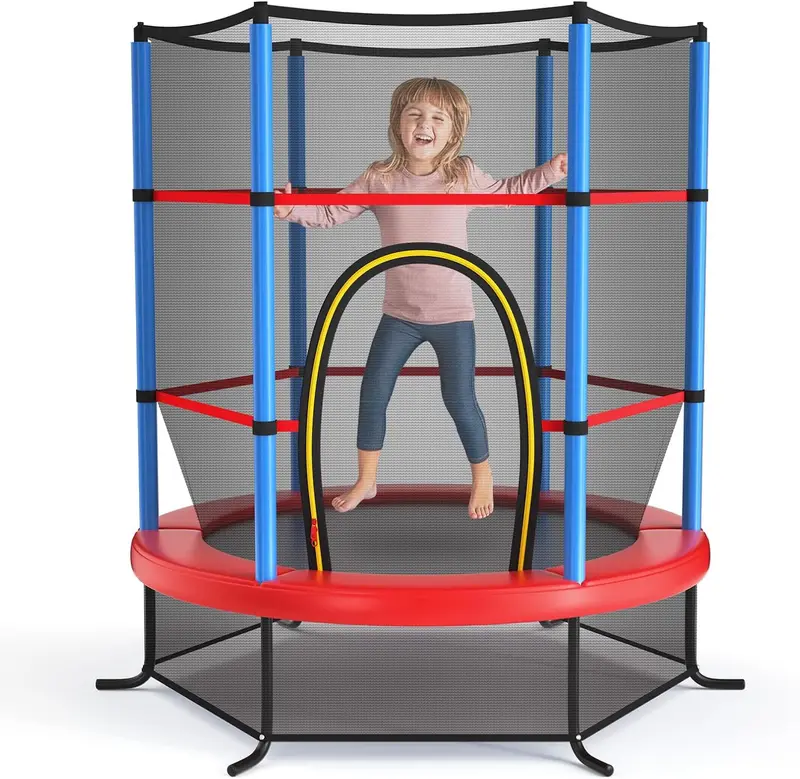 Goplus 55"-Trampolin für Kinder, 4,6 ft Mini-Trampolin für Kleinkinder mit ASTM-Zertifizierung und Sicherheitsnetz