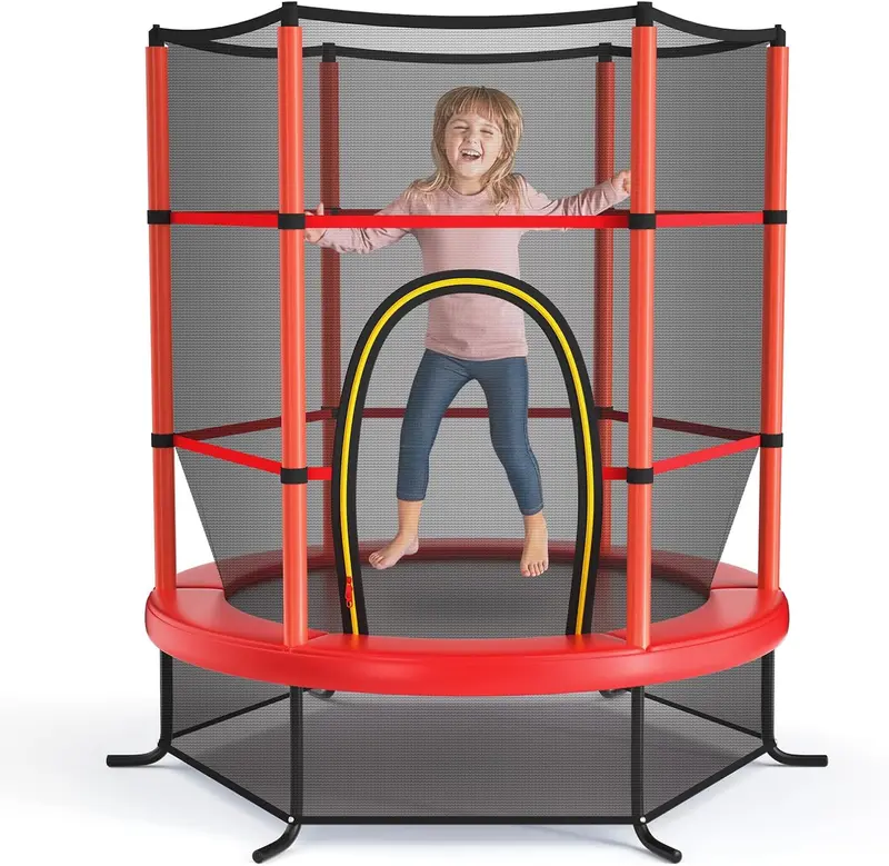 Goplus 55"-Trampolin für Kinder, 4,6 ft Mini-Trampolin für Kleinkinder mit ASTM-Zertifizierung und Sicherheitsnetz