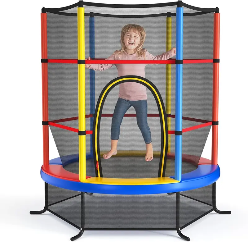 Goplus 55"-Trampolin für Kinder, 4,6 ft Mini-Trampolin für Kleinkinder mit ASTM-Zertifizierung und Sicherheitsnetz