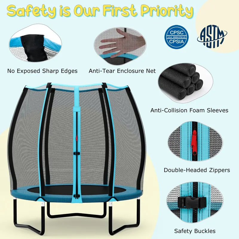 Goplus 55" Trampolin für Kinder, ASTM-zertifiziertes Mini-Trampolin für Kleinkinder mit Sicherheitsnetz